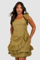Khaki sukienka falbana (56)