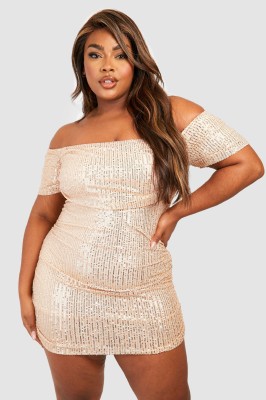 Cekinowa sukienka mini off shoulder (54)