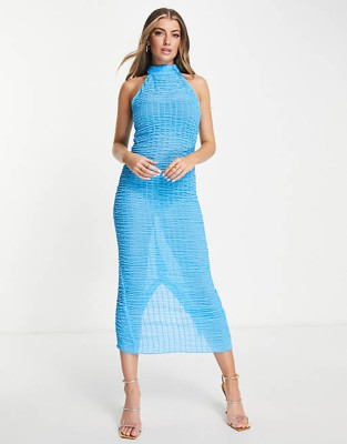 Niebieska marszczona sukienka (38)