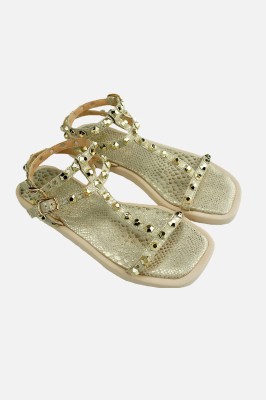 Wzorzyste płaskie sandały ćwieki (37)