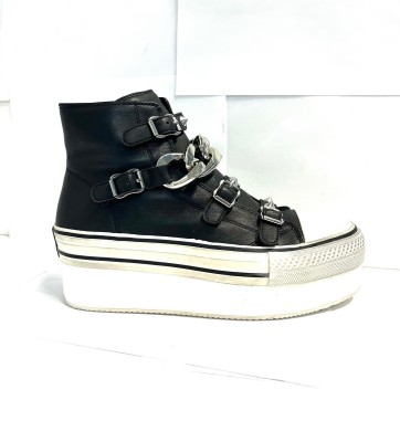 Czarne wysokie tenisówki platforma (38)