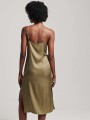 Satynowa sukienka khaki ramiączka (40)