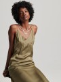 Satynowa sukienka khaki ramiączka (40)