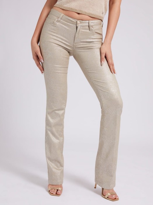 Beżowe spodnie bootcut wzór (27/32)