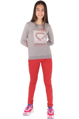 Czerwone jeansy rurki (14L)