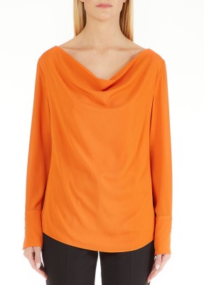Pomarańczowa bluzka lejący dekolt (34)