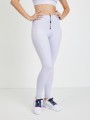 Liliowe legginsy logo zamek (XS)