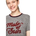 Szary melanżowy t-shirt nadruk (M)