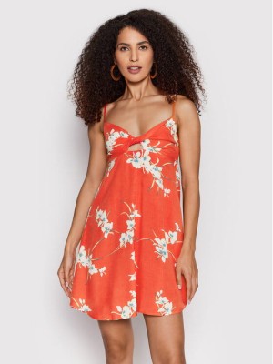 Czerwona sukienka mini kwiaty (XS)