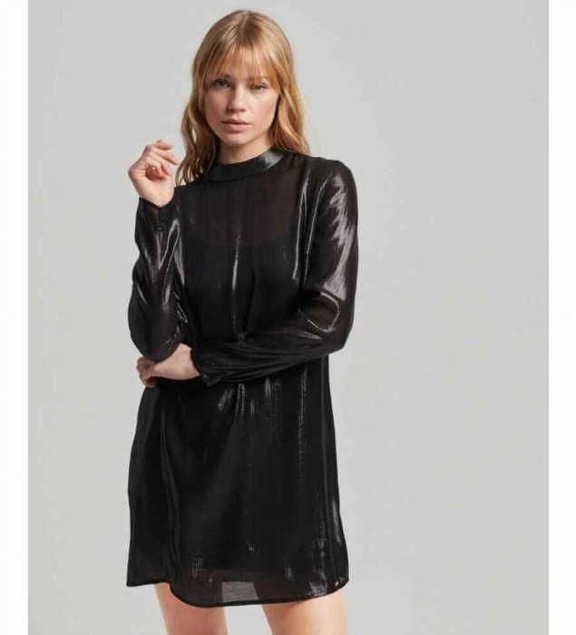 Czarna błyszcząca sukienka mini (40)
