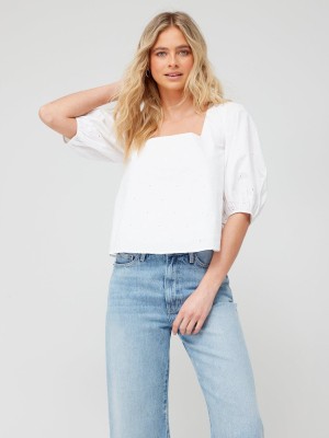 Biała bluzka hafty rękaw 3/4 (40)