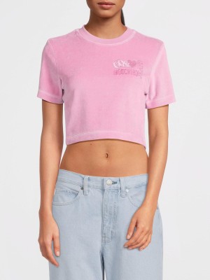 Welurowy różowy t-shirt (XL)