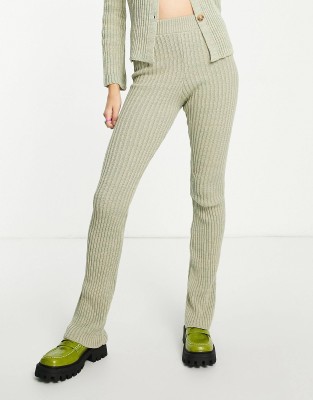 Dzianinowe spodnie wysoki stan (36)