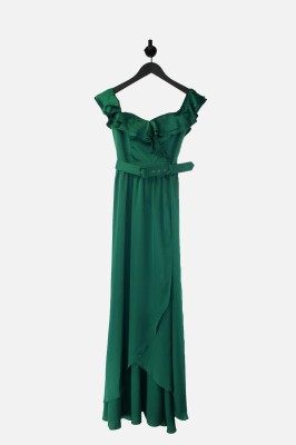 Zielona sukienka maxi pasek (S)