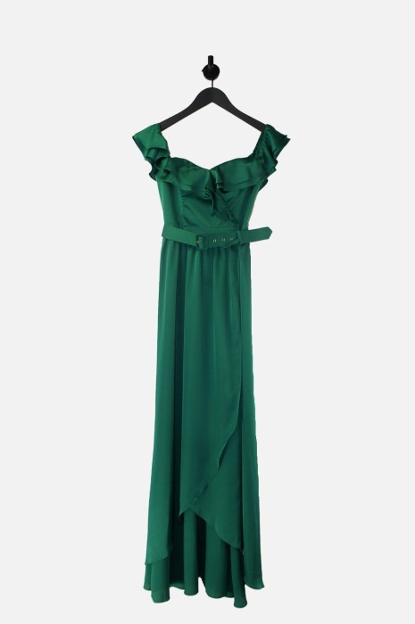 Zielona sukienka maxi pasek