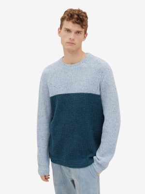 Dwukolorowy pleciony sweter (M)