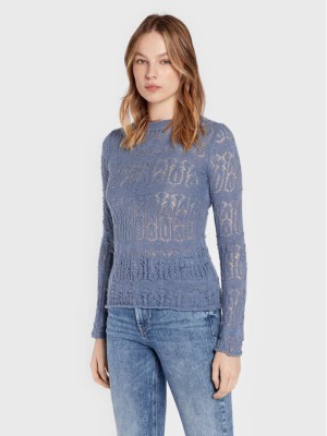 Niebieski prześwitujący sweter (S)