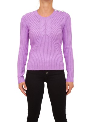 Fioletowy pleciony sweter (L)