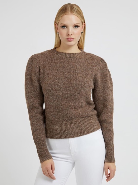 Brązowy melanżowy sweter (S)