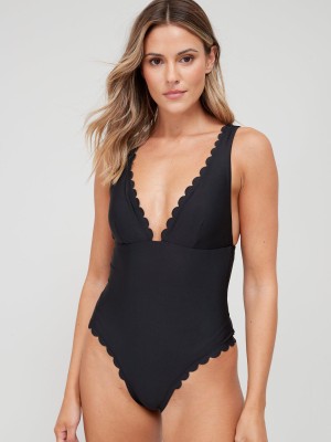 Czarny gładki strój kąpielowy (52)