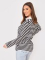 Dwukolorowy sweter paski zamek (36)