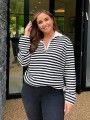 Dwukolorowy sweter paski zamek (36)