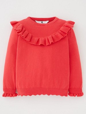 Koralowy sweter falbana (9-12M)