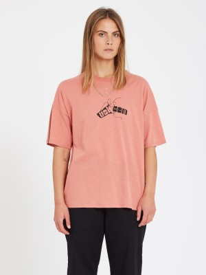 Różowy t-shirt nadruk (S)