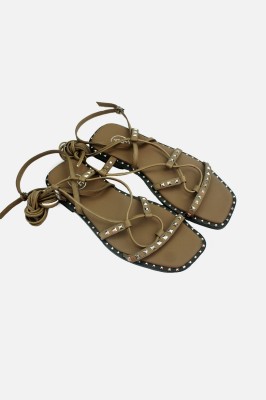 Beżowe sandały płaski obcas (38)