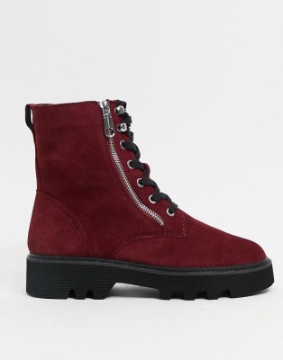 Bordowe zamszowe botki zamek (37)