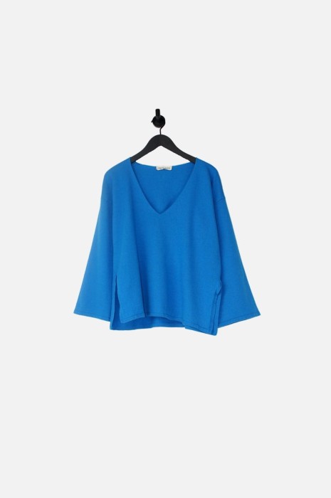 Niebieski sweter v neck