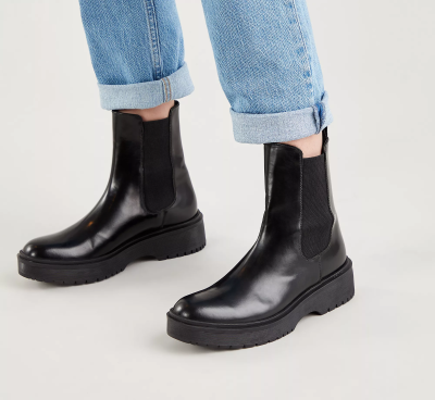 Skórzane czarne botki (36)