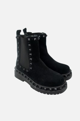 Czarne zamszowe botki (37)