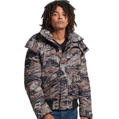 Wzorzysta puchowa kurtka zamek (S)