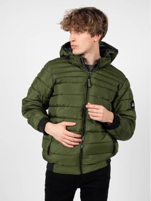 Pikowana kurtka khaki kaptur (XL)