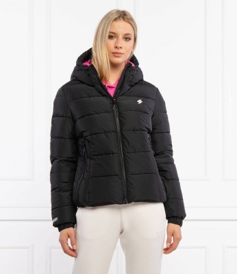 Czarna puchowa kurtka haft (38)