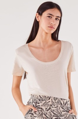 Beżowy t-shirt krótki rękaw (L)