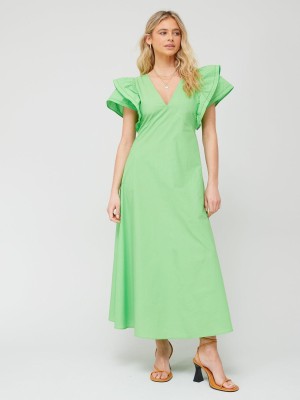 Zielona sukienka midi falbana (38)