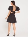 Czarna sukienka mini bufki (34)