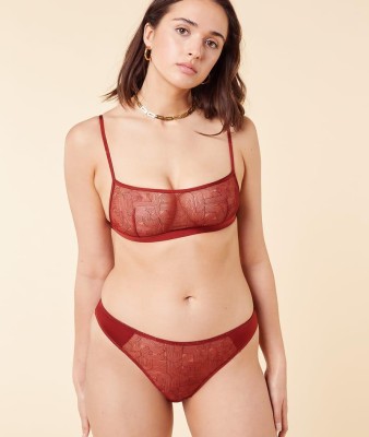 Brązowy prześwitujący bralet (M)
