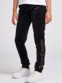 Czarne welurowe spodnie logo (8-9L)