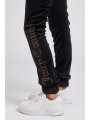 Czarne welurowe spodnie logo (8-9L)