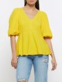 Żółta bluzka v neck zamek (32)