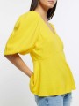 Żółta bluzka v neck zamek (32)