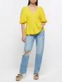 Żółta bluzka v neck zamek (32)