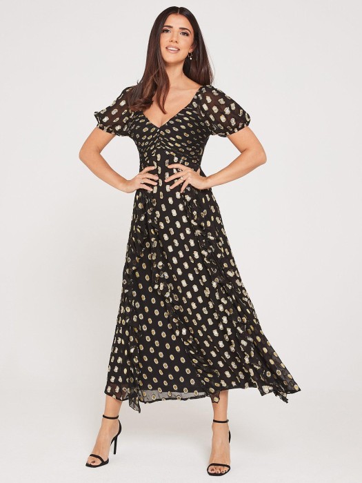 Czarna sukienka midi wzór (40)