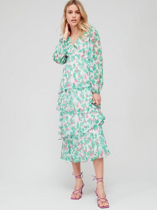 Wzorzysta sukienka midi zamek (36)