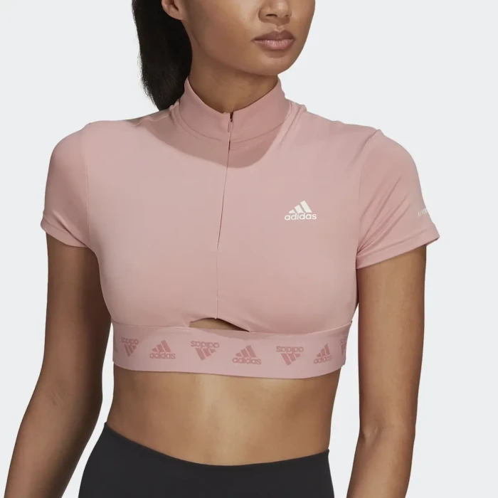 Różowy top CROP ZIP TE HG8804 (L)