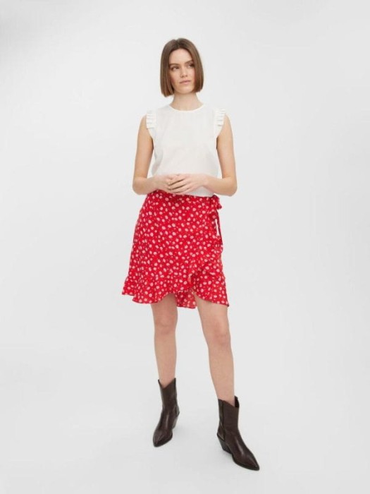 Czerwona kopertowa spódnica wzór (2XL)