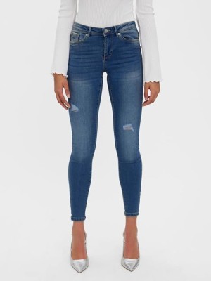 Niebieskie jeansowe rurki dziury (XS)